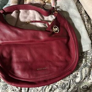 Michael Kors Burgundy Leather Hobo Bag